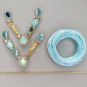 Kit com Cabedal Mãe Gotas/Strass