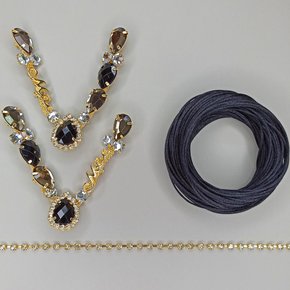 Kit com Cabedal Mãe Gotas/Strass