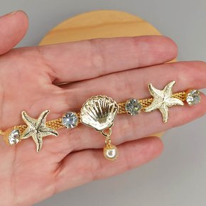 Cabedal Fundo do Mar Banhado Rebite Conchas e Estrela