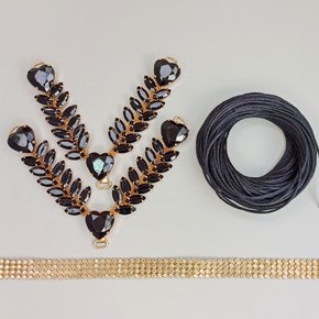 Kit com Cabedal Ayla – Completo para Customização com Fio de Seda e Manta de Strass