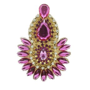 Aplique de Tecido Cocar Thaynara Lateral com Pedrarias e Strass