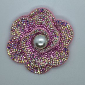 Aplique de Tecido Flor Camadas Eloá com Strass