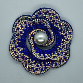 Aplique de Tecido Flor Camadas Eloá com Strass